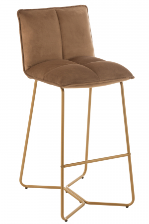 Scaune de bar - Scaun de bar Pierre, Textil/Metal, Maro, 57.5x48.5x85.5 cm