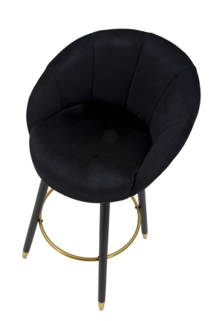Scaun de bar Prague, Lemn/Burete/Catifea/Fier, Negru,/Auriu, 104x55x56 cm [4]