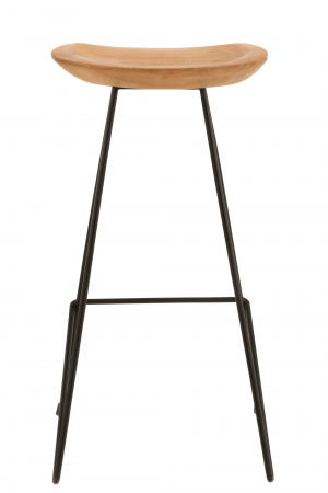 Scaun de Bar Teak, Metal/Lemn, Natural, 37x40x77 cm [3]
