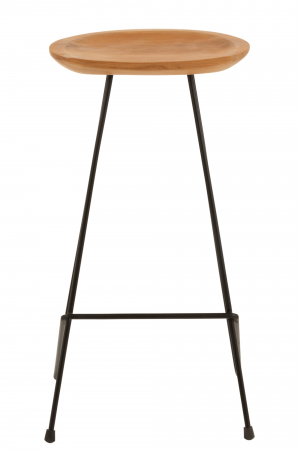 Scaun de Bar Teak, Metal/Lemn, Natural, 37x40x77 cm [1]
