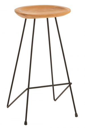 Scaune de bar - Scaun de Bar Teak, Metal/Lemn, Natural, 37x40x77 cm