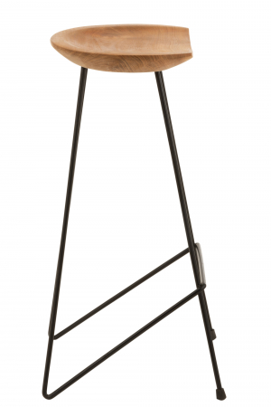 Scaun de Bar Teak, Metal/Lemn, Natural, 37x40x77 cm [2]