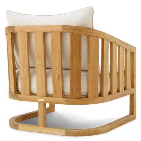 Scaun de exterior Aruba din lemn natural de tec, cu perne din panza Sunbrella |W. 75 | D. 76 | H. 78 | SD. 52 | SW. 67 | SH. 43 | AH. 54 cm  [3]