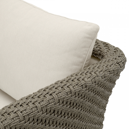 Scaun de exterior, Bryson, țesut artificial ratan, culoarea nisipului (Viola), Dimensiuni: W. 90 | D. 91 | H. 85 | SD. 52 | SW. 66 | SH. 47.5 | AH. 70   [4]