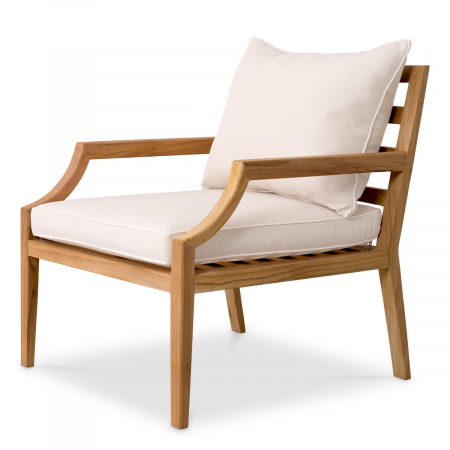 Scaun de exterior Hera teak natur flores off-white, Dims: W. 69 | D. 78 | H. 78 | SD. 51 | SH. 42 | AH. 57  (CM) [3]