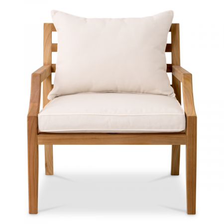 Scaun de exterior Hera teak natur flores off-white, Dims: W. 69 | D. 78 | H. 78 | SD. 51 | SH. 42 | AH. 57  (CM) [2]