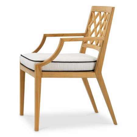 Scaun de exterior Paladium din lemn de tec natural, cu perna din panza Sunbrella |W. 60 | D. 64 | H. 89 | SD. 51 | SW. 53 | SH. 50 | AH. 64.5 cm  [3]