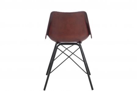 Scaun din piele, Metal/Piele, Negru, 46x49x79 cm [3]