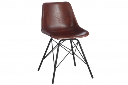 SALE % - Scaun din piele, Metal/Piele, Negru, 46x49x79 cm