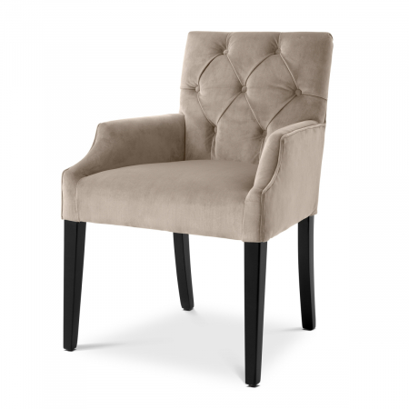SALE % - Scaun dining, Atena cu cotiera catifea greige Savona, Dims: W. 63 | D. 65 | H. 90 | SD. 45 | SH. 52 | AH. 64  (CM)