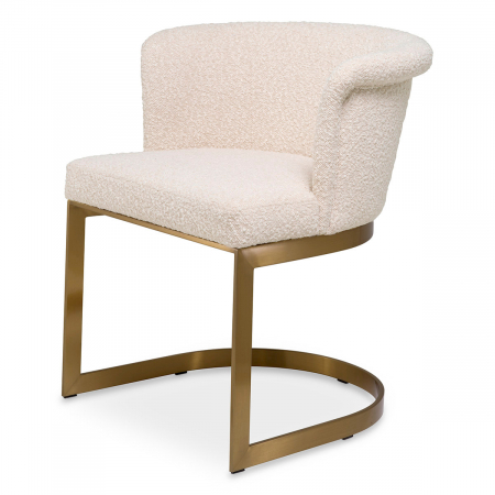 Scaun dining, Bofinger bouclé cream, Dims: W. 60 | D. 61.5 | H. 76 | SD. 46.5 | SH. 51 | AH. 76  (CM) DINING - Scaun dining, Bofinger bouclé cream, Dims: W. 60 | D. 61.5 | H. 76 | SD. 46.5 | SH. 51 | AH. 76  (CM)