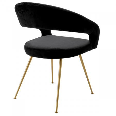 Scaun dining, Bravo Roche catifea neagra [3]