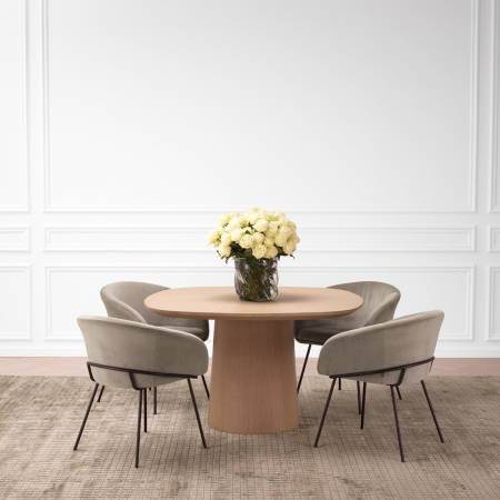 Scaun dining, Campus Savona catifea greige , Dims: W. 62.5 | D. 61 | H. 77.5 | SD. 44.5 | SH. 50 | AH. 67  (CM) [1]