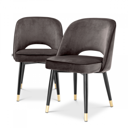 DINING - Scaun dining, Cliff Savona catifea gri set de 2