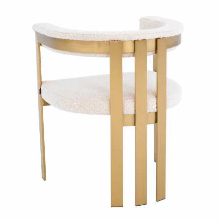 Scaun dining, Clubhouse cu finisaj alamă crem bouclé [3]
