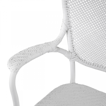 Scaun dining, Colony cu cotiera alb mat [4]