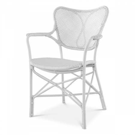 DINING - Scaun dining, Colony cu cotiera alb mat