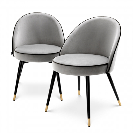 DINING - Scaun dining, Cooper Roche set de 2 catifea gri deschis