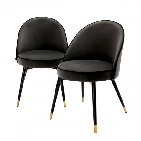 DINING - Scaun dining, Cooper Roche set de 2 catifea gri închis