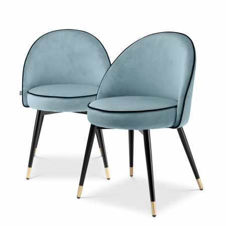 DINING - Scaun dining, Cooper Savona, set de 2 catifea albastra
