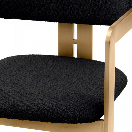 Scaun dining, Donato finisaj alamă, bouclé negru [4]