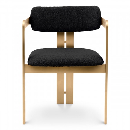 Scaun dining, Donato finisaj alamă, bouclé negru [1]