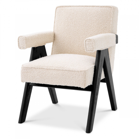 DINING - Scaun dining, Greta bouclé crem, Dims: W. 63 | D. 70 | H. 87.5 | SD. 50 | SH. 47 | AH. 67  (CM)