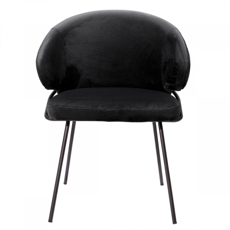 Scaun dining, Kinley Roche catifea neagra [1]