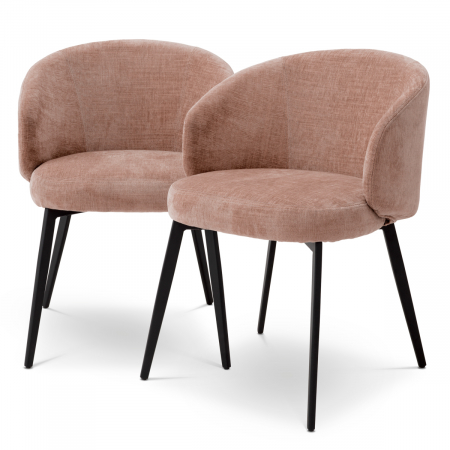 SALE % - Scaun dining, Lloyd cu cotiera sisley roz, set de 2