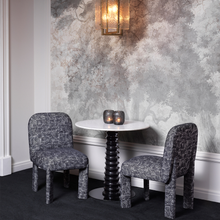 DINING - Scaun dining Magnus Solent alb-negru |W. 50 | D. 64 | H. 84.5 | SD. 47.5 | SH. 48 cm