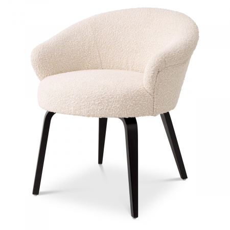 DINING - Scaun dining, Moretti bouclé cream, Dims: W. 65 | D. 65 | H. 74.5 | SD. 48.5 | SH. 52 | AH. 60  (CM)