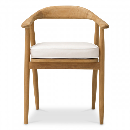 Scaun dining pentru exterior Beale, tec natur, alb murdar, Dimensiuni: W. 58 | D. 56 | H. 77.5 | SD. 48 | SW. 44 | SH. 49 | AH. 67   [1]