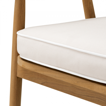 Scaun dining pentru exterior Beale, tec natur, alb murdar, Dimensiuni: W. 58 | D. 56 | H. 77.5 | SD. 48 | SW. 44 | SH. 49 | AH. 67   [5]