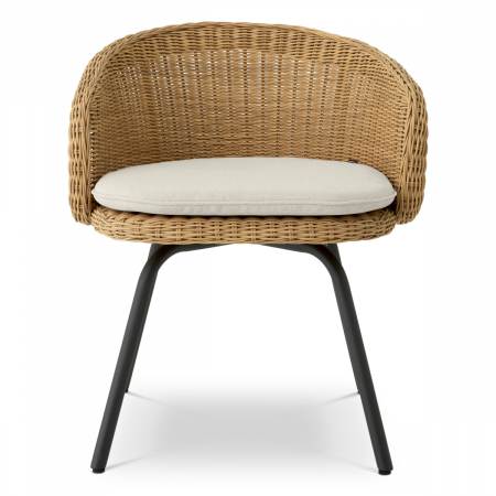 Scaun dining pentru exterior, Nolan, culoarea nisipului (Viola), imitație ratan, Dimensiuni: W. 61 | D. 62.5 | H. 72 | SD. 46.5 | SW. 50 | SH. 48 | AH. 63.5   [1]