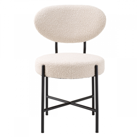 Scaun dining, Vicq bouclé crem set de 2, Dims: W. 53 | D. 59 | H. 83.5 | SD. 45 | SH. 46.5  (CM) [2]