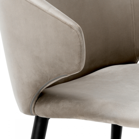 Scaun dining, Volante cu cotiera Roche catifea bej  [5]