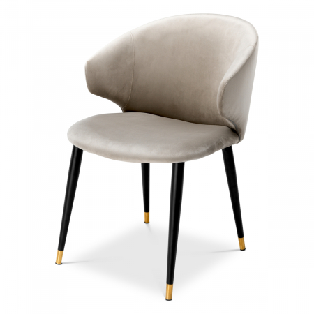 DINING - Scaun dining, Volante cu cotiera Roche catifea bej 