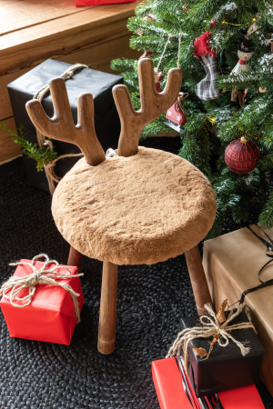 SALE % - Scaun Ear Deer, Lemn, Natural, 36x36x56 cm
