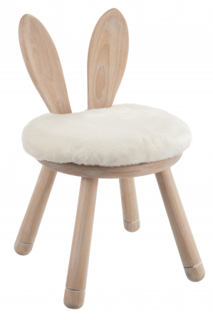 SALE % - Scaun Ear Rabbit, Lemn, Alb/Natural, 16.5x16.5x29 cm