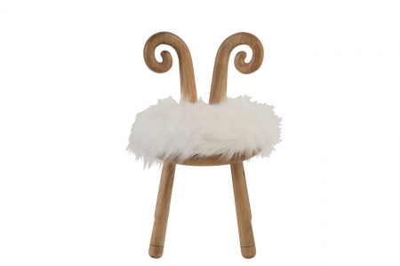 Scaun Ear Sheep, Lemn/Blana, Maro/Natural, 36x36x56 cm [2]