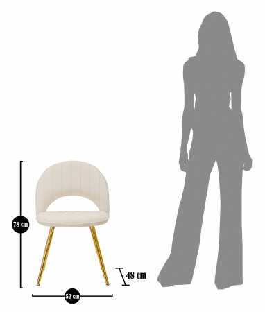 Scaun Flex, SET 2 buc, Lemn/MDF/Burete/Catifea/Fier, Crem/Auriu, 75x51x28 cm [9]