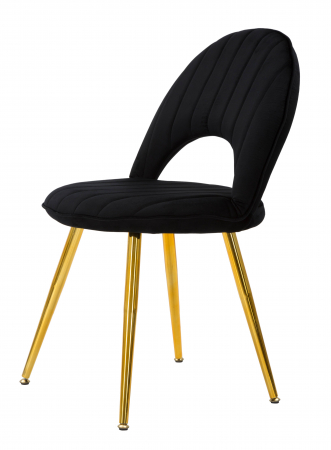 Scaun Flex, Lemn/MDF/Burete/Catifea/Fier, Negru/Auriu, 75x51x28 cm [6]