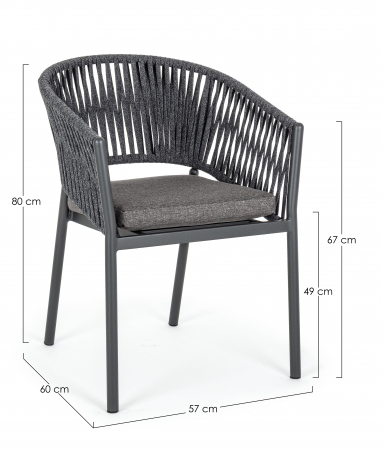 Scaun Florencia, Aluminiu, Negru, 60x60x80 cm [2]