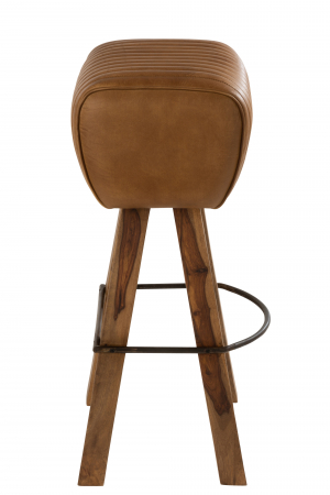 Scaun de bar Gym, Lemn/Imitatie piele, Maro, 38x30x72 cm [2]
