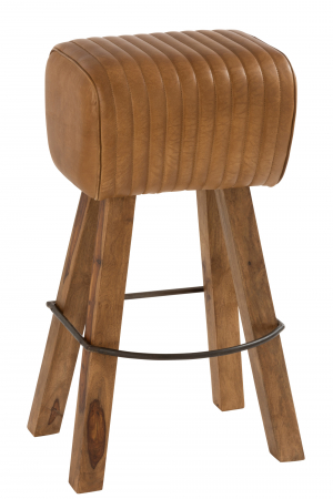 Scaune de bar - Scaun de bar Gym, Lemn/Imitatie piele, Maro, 38x30x72 cm