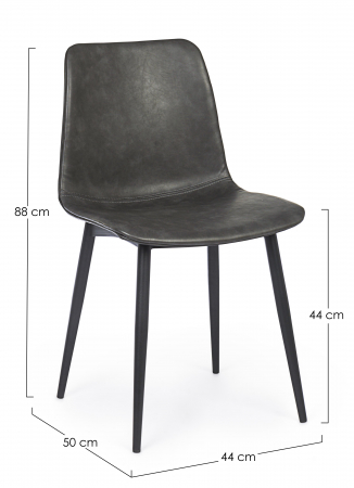 Scaun Kyra, Otel/Piele sintetica, Negru, 44x50x80 cm [3]
