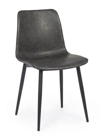 Scaune dining - Scaun Kyra, Otel/Piele sintetica, Negru, 44x50x80 cm