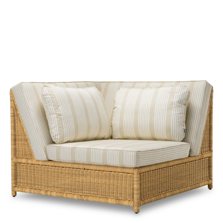 TERASA SI GRADINA - Scaun modular de exterior Hampton de colt, ratan artificial, bej Saville |W. 114 | D. 114 | H. 88 | SD. 63 | SW. 63 | SH. 43 | AH. 81 cm 