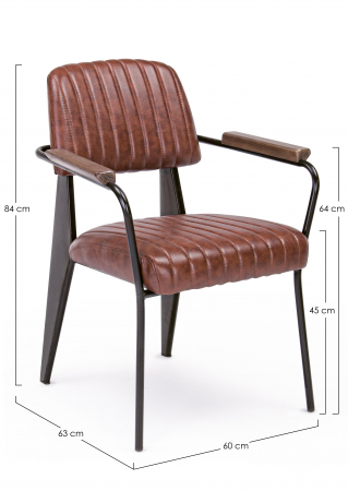 Scaun Nelly, Otel/Piele sintetica/Spuma, Maro/Negru, 60x63x84 cm [4]