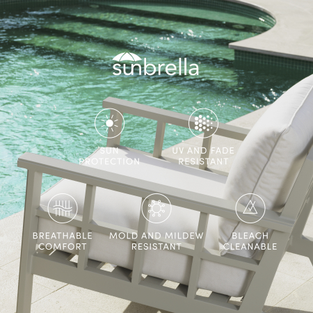 Scaun pentru exterior, Paladium alb, textil sunbrella albastru mineral, Dims: W. 53 | D. 66 | H. 87 | SD. 55 | SH. 50  (CM) [3]